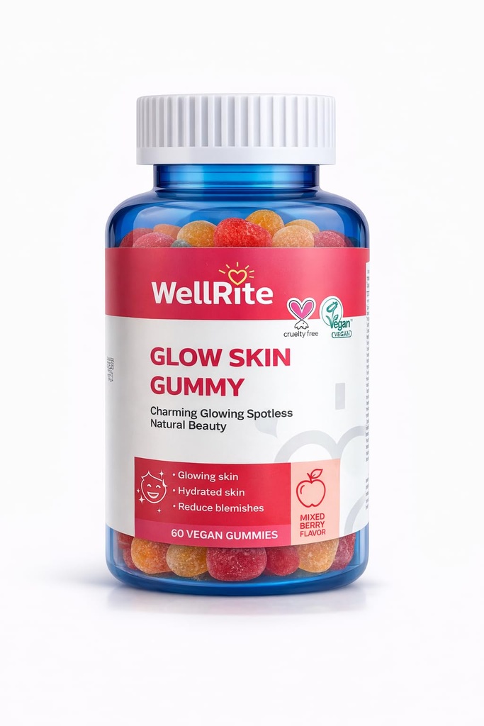 Glow Skin Gummys, 60 Kont, Apple Flavored, Vegan, Gelatin Free, Gluten Free, Nut Free, Glowing & Hydrated Skin, Downloadd Eczema, Azaltılmış Wrinkles