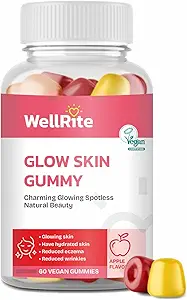 Glow Skin Gummy Vitamins, 60 Count, Apple Flavored, Vegan, Gelatin Free, Gluten Free, Nut Free, Glowing & Hydrated Skin, Μειωμένη έκζεμα, Μειωμένη ρυτίδες