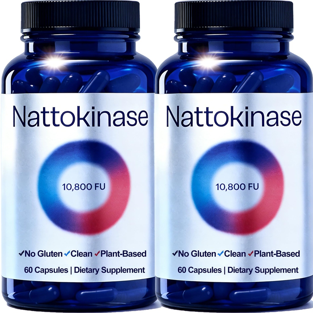 Nattokinase 10800 fu, Ultimate Nattokinase Supplement for 10800 fu, Natural Support for Circulation & Cardiovascular Health, for Daily Wellness Support – Vegan, Gluten-Free, 60 Capsules