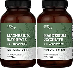 Dünya Harmony Chelated Magnezyum Glycinate 500 mg - 120 Capsules (2-Pack, 1000 mg Total)