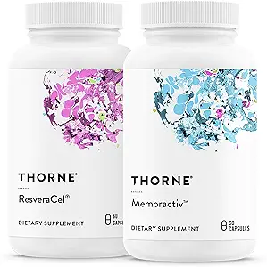 THORNE - ResveraCel (60 Capsules) & Memoractiv (60 Capsules) Sche - Beyin Sağlığı ve Sağlıklı Ağlama - Gluten, Süt & Soy-Free