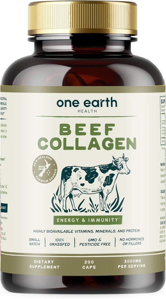 Ένα Γήινη Υγεία Grass Fed Beef Collagen - Νέα Ζηλανδία πηγάζει φυσικό συμπλήρωμα κολλαγόνου. (Τύποι I, II, III, V και X) 3.000mg ανά υπηρεσία, 200 μέτρα