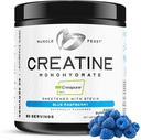 Kas Kre Kre Krepure Kreatine Monohidrat Toz, Vegan Hua Friendly Gluten-Free, Muscle Recovery Supplement ve Kas Büyüme için Kreatine, Flavored Kretine, Natural Blue Raspberry, 300g