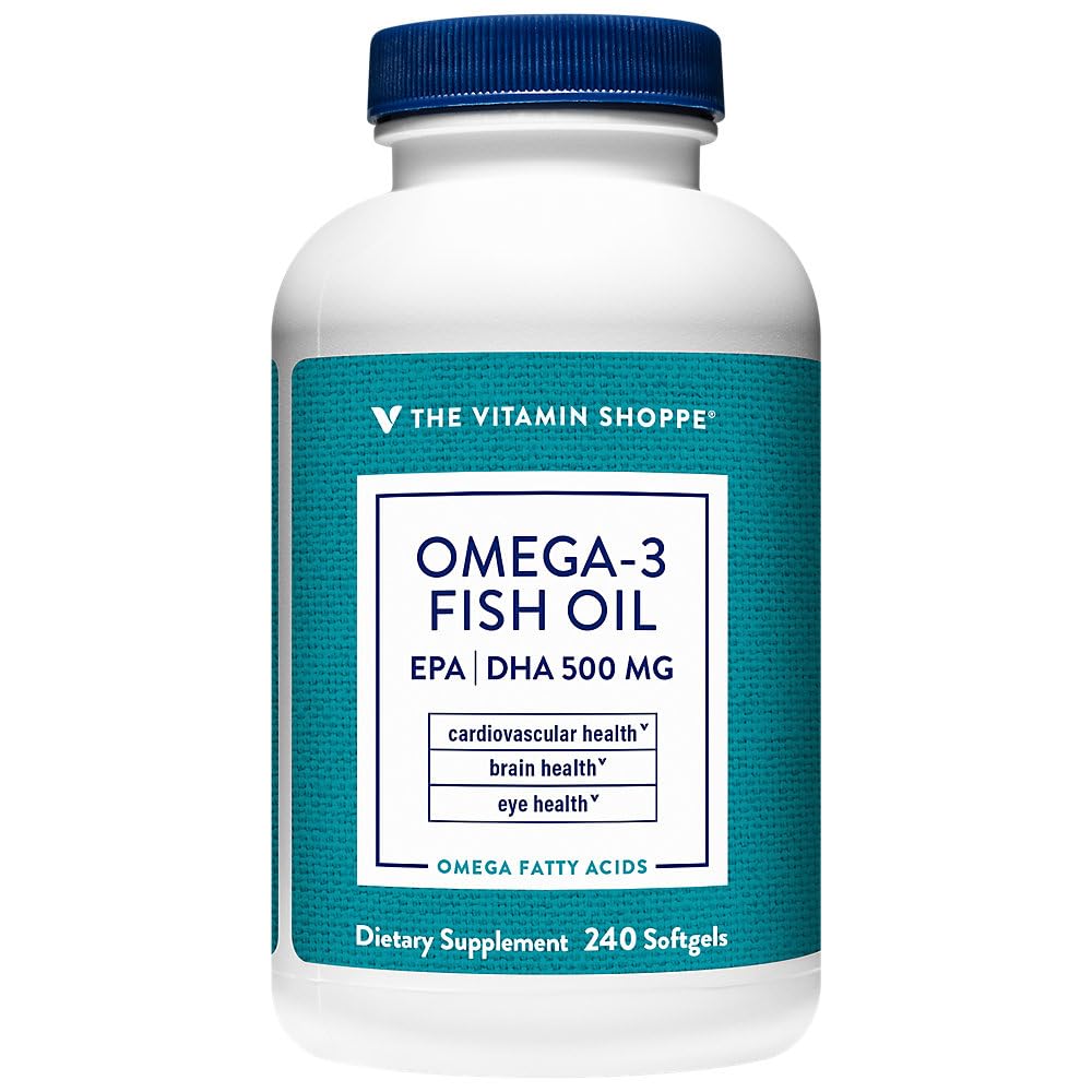 Shoppe Omega 3 Fish Oil EPA & DHA 500 mg, Crack Assured, Molecularly Distilled to Support Cardiovascular, Ortak ve Beyin Sağlığı 1000 mg (240 Softgels)