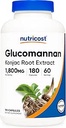 Nutricost Glucomannan 800 mg Per Servisi, 180 Capsules - Natural Fiber Source, Non-GMO, Gluten Free