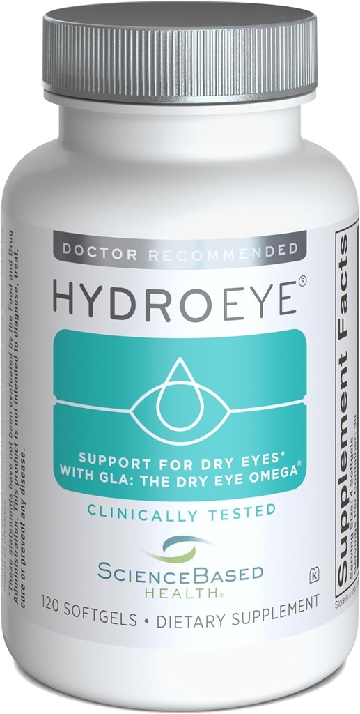 ScienceBased Health HydroEye Kuru Eye Supplement – Klinik olarak GLA, EPA ve DHA ile Formula test etti – Eye Comfort & Tear Film Desteği – 120 Softgels