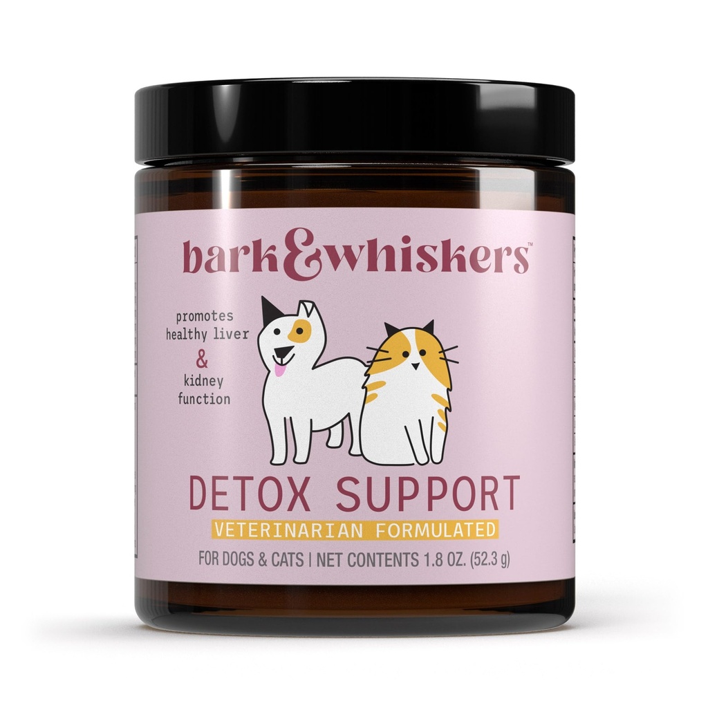 Bark & Whiskers Υποστήριξη Detox - Βοηθά στην υποστήριξη της υγιούς λειτουργίας του ήπατος και των νεφρών - Φυτική ανάμειξη με οργανικό γαϊδουράγκαθο γάλακτος & πράσινο τσάι - 1.8 oz