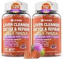 Γάλα Thittle Liver Detox Gummies, 18-IN-1 Liver Cleanse Detox & συμπλήρωμα επισκευής με Βερβερίνη, Chicory Root, Turmeric, Artichoke, Dandelion Root, Chanca Piedra, Βιταμίνες B6 B12-Sugar Free, Συσκευασία των 2