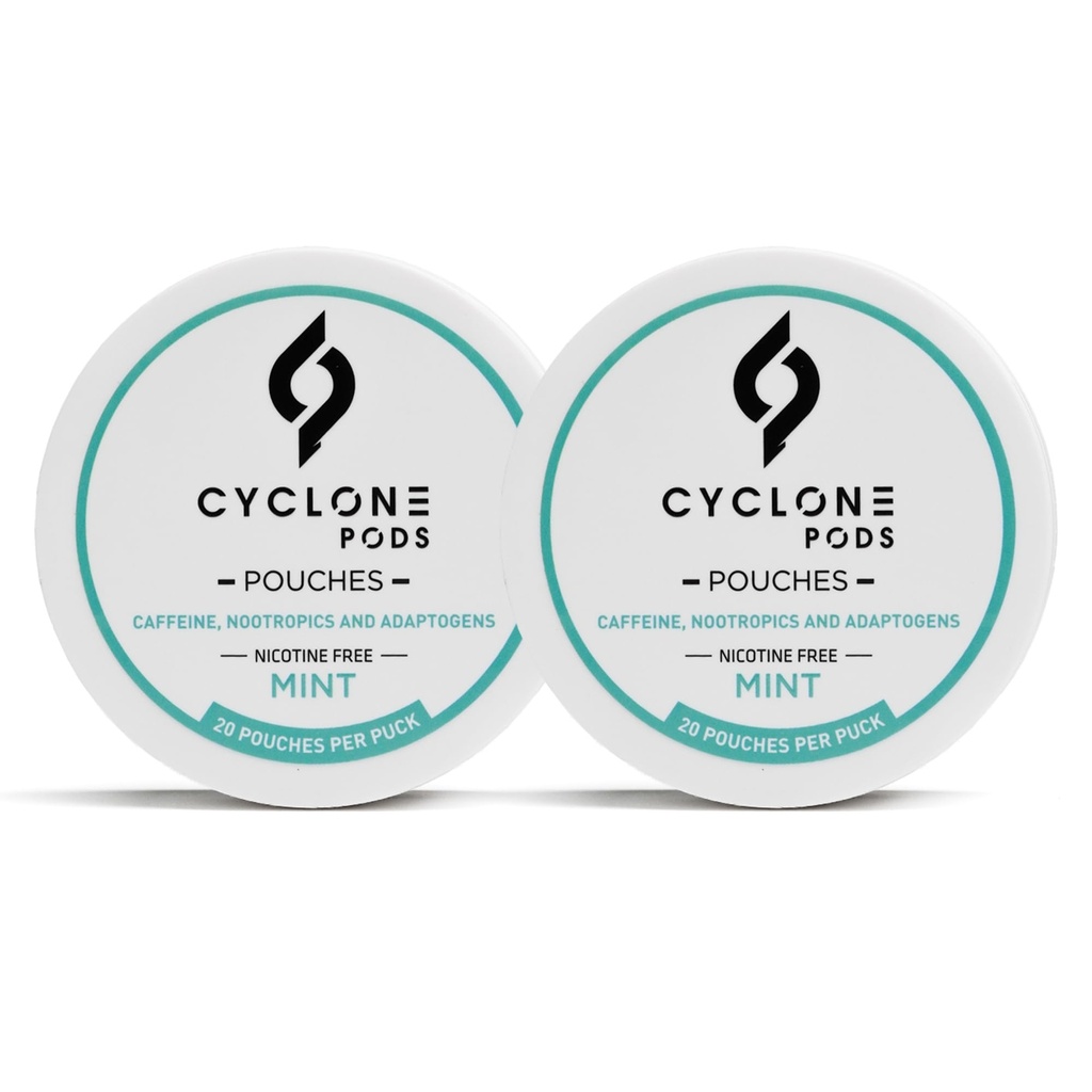Mint Pouches | Cool Mint Caffeine Pouches (2-Pack) | Caffeine Pouches for Nootropic Support | Sugar-Free Natural Nootropic Energy Pouches