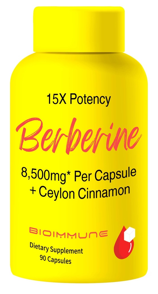 Berberine Supplement 15X Potency, Ceylon Cinnamon Gelişen Abhidrasyon & Synergistic Effects için. 8,500 mg Per Capsule