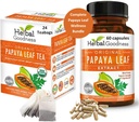 Papaya Leaf Extract Capsule ve Papaya Leaf Tea Sche - Tamamen Destek Immune Health ve Digestive Wellness