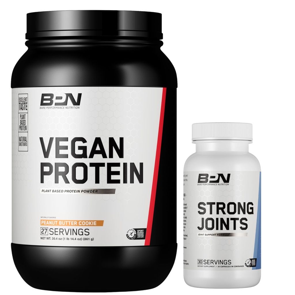BARE PERFORMANCE NUTRITION BPN Vegan Peanut Butter Cookie Protein + Strong Joints Bundle