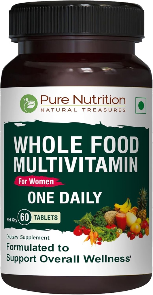 Kadın için Tamamen Beslenme | 60 Tabs | One-A-Day | 100% RDA | 24 Doğal Vitaminler ve Mineraller | Tüm Doğal Bitki Temel Kadın Çokvitamin | 2 Ay Supply