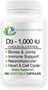 D3-1000 IU 25 mcg (Cloncalciferol) Kaslar, Bones & Dişler, Dişler, Prostate, Cardiovascular, Kolon & Immune Health (250 Veggie Capsules)