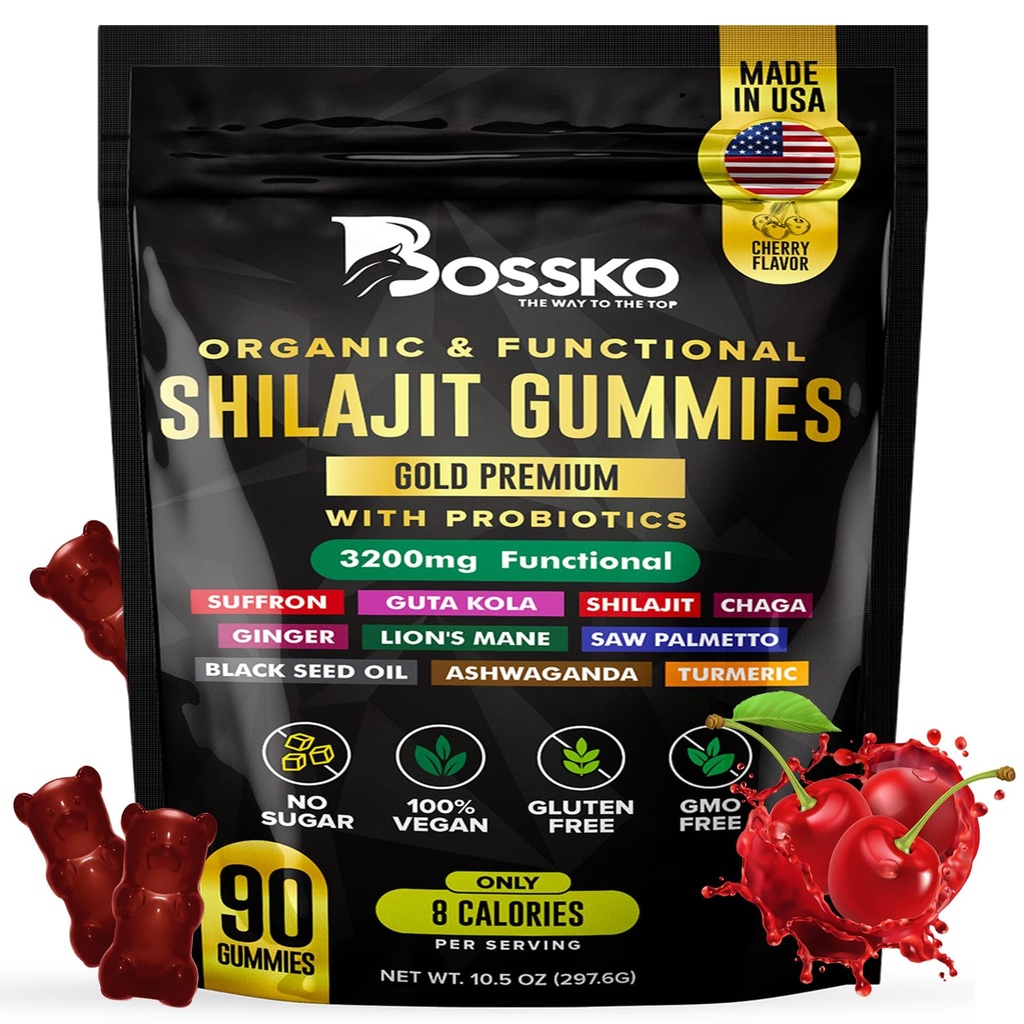 3200 MG Pure Himalaya Shilajit Gummies Organic for Men & Women with Probiyotiks & Magnezyum Ashwagnadha Chaga Turmeric Fulvic Acid 105+ Trace Minerals I Vegan Non-GMO I Lab Tested I 90 Count