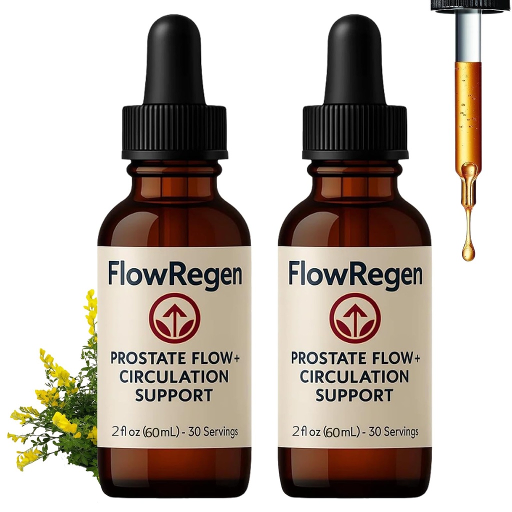 Flowregen Prostate Drops, Flowregen Supplement for Men, Prostate Flow+Circulation Support, with Horse Chestnut, Butcher's Broom, Grape Seed, Maca Root, Boost Energy - 2fl oz (60ml) (2)