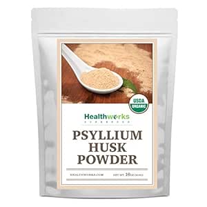 Healthworks Psyllium Husk Powder Organic -16 Oz / 1 Lb - Raw - Certified Organic - Finely Ground Powder from India - Keto, Vegan & Non-GMO - Fiber Support