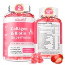 2 Πακέτο χωρίς ζάχαρη Κολλαγόνο Gummies για γυναίκες άνδρες, Multi Collagen Peptides Gummies Type I II III V X με βιοτίνη Βιταμίνη A B C D E για τα νύχια του δέρματος μαλλιών, Φράουλα Γεύση, 120 Count