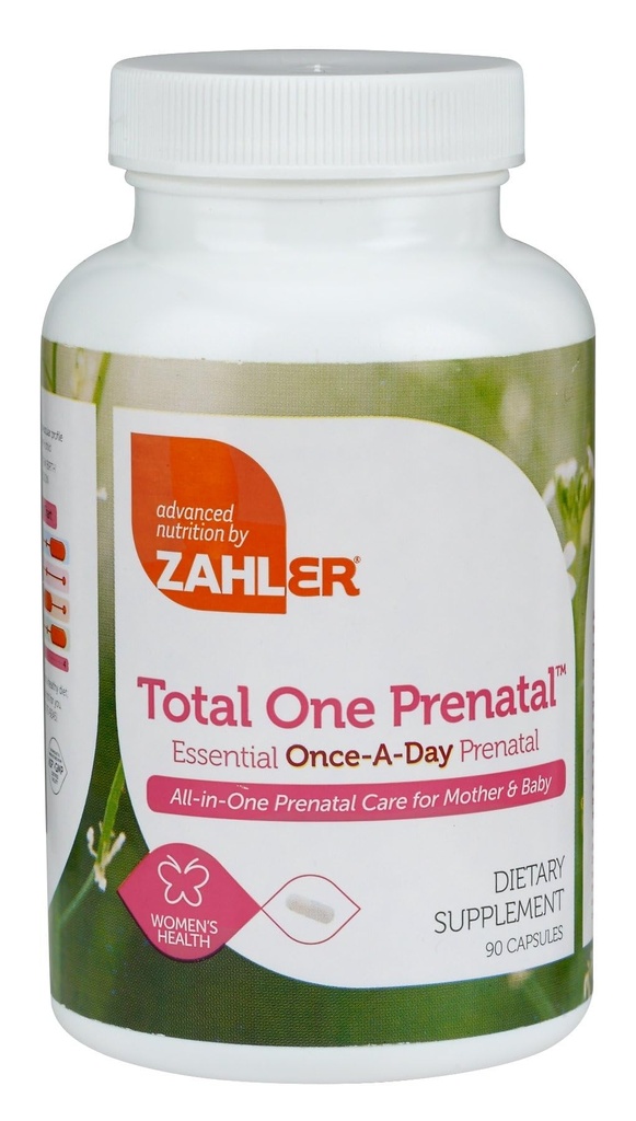 Zahler - Total One Prenatal Vitamins for Women (90 Count) Daily Multi Vitamin Prenatals with Folic Acid, Iron, Zinc & 19 Other Essential Vitamins & Minerals - Kosher Pre Natal Multivitamin Caps