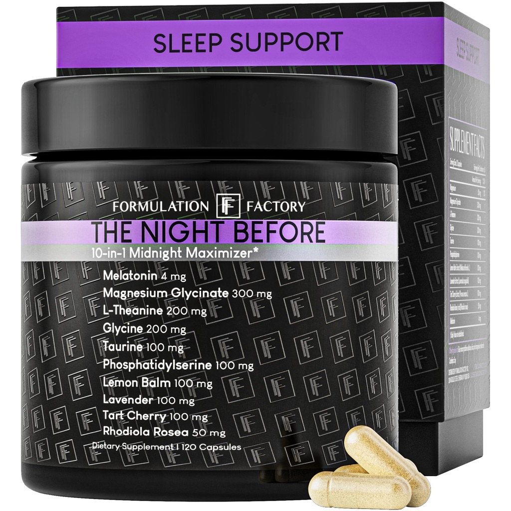 Η νύχτα πριν από 10-σε-1 Midnight Maximizer Sleep Aid, Stress Relief, Cognition, Relaxation, Recovery, Focus, Magnesium Glycinate, L-theanine & More, (120 κάψουλες – 2 μήνες προμήθεια)