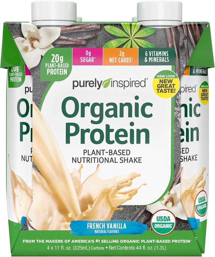 Protein Shakes Inspired Organik Protein Shake | Bitki bazlı Protein 20g | Organik Protein İçilir | Spor Beslenme RTD | Fransız Vanilla, 11 fl. oz (Görünen 5)