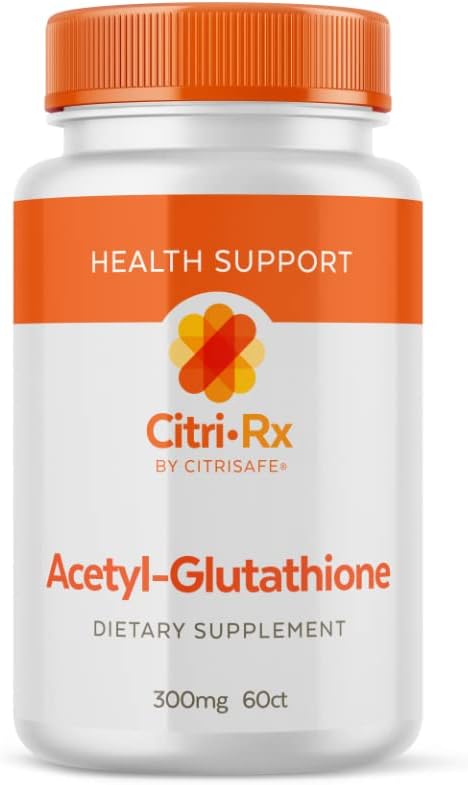CitriRx Acetyl Glutathione - 300 mg, 2 Ay Supply - ABD'de Yapıldı - En İyi Abhidrojen Antioksitoksi - 60 Capsules