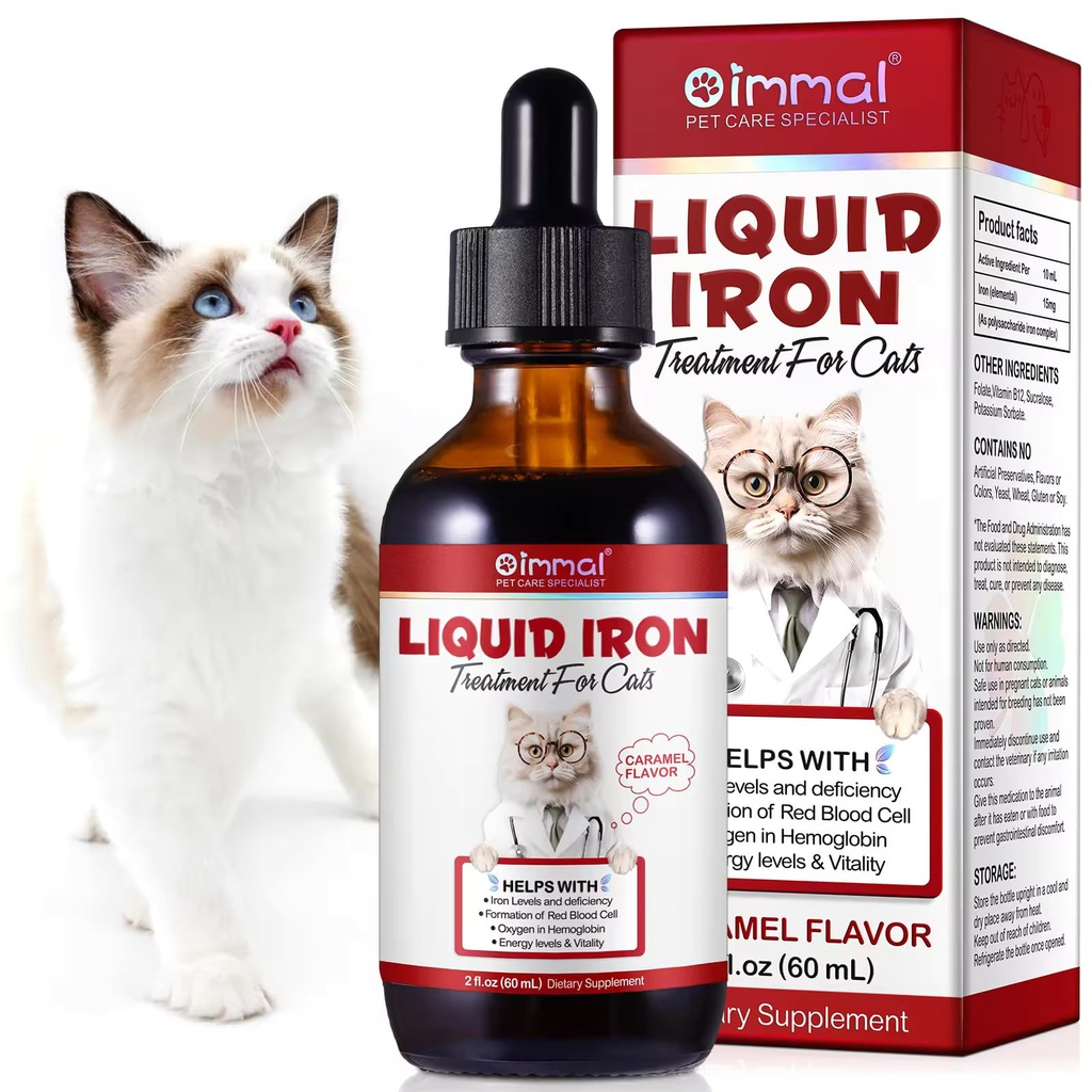 Cats ve Kittens için sıvı Demir Supplements - Folate ve B12 ile - Supplements Anemia, Blood Health, Oksijen Supply ve Blood Cell Formation - Low Energy Levels - Lethargy - 2 ozz