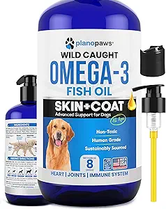 Omega 3 Köpekler için Balık Yağı - Salmon Oil'den Daha İyi - Köpek Balık Yağı Ölmüş Shedding & Itching - Ortaklar, Beyin ve Kalp Sağlığı - Cilt ve Öner - Sıvı Balık Yağı