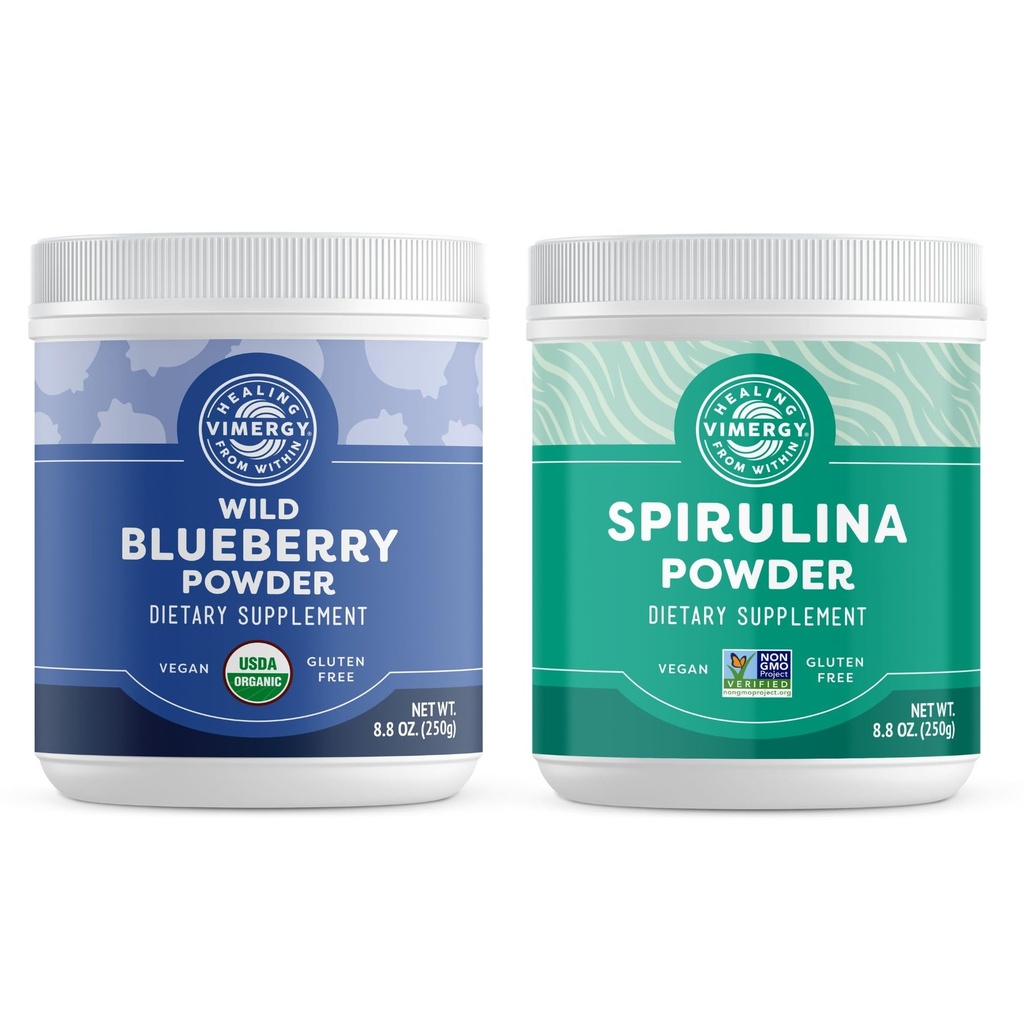 Vimergy Wild Blueberry (250g) & Spirulina Powder (250g) Kit