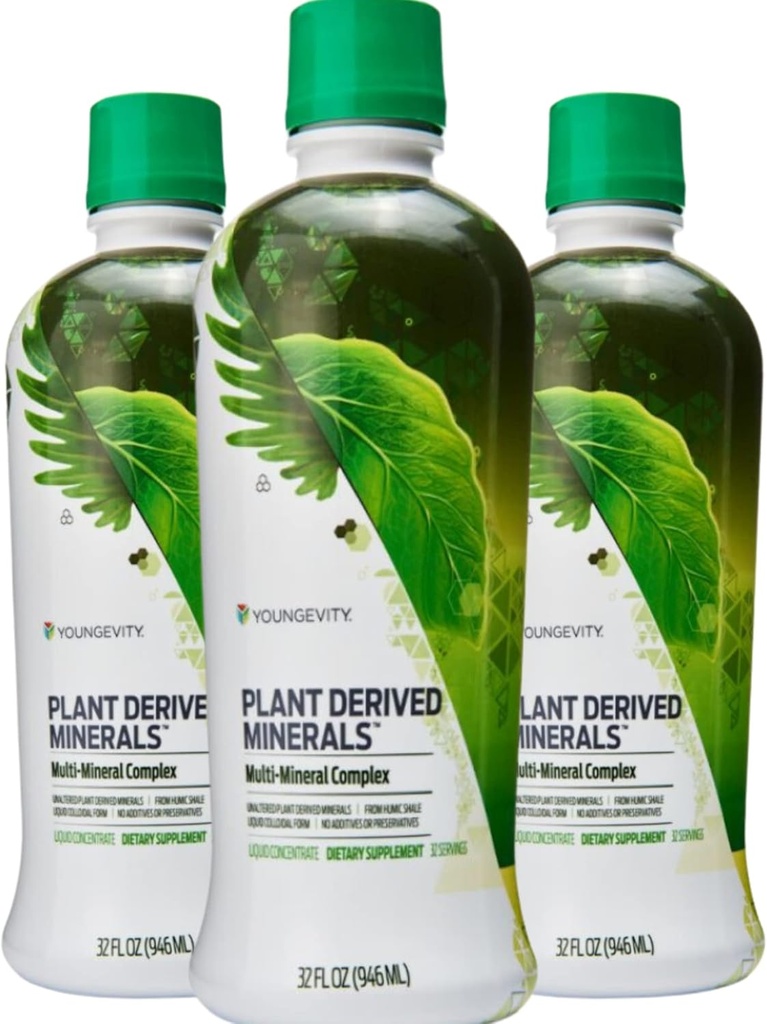 Youngevity Plant Türlü Sıvı Mineraller - 77+ Doğal Unaltered Trace Mineralleri - 19,000 mg Plant Mineral Katı - Colloidal Form Humic Shale - (32 oz Pack of 3)