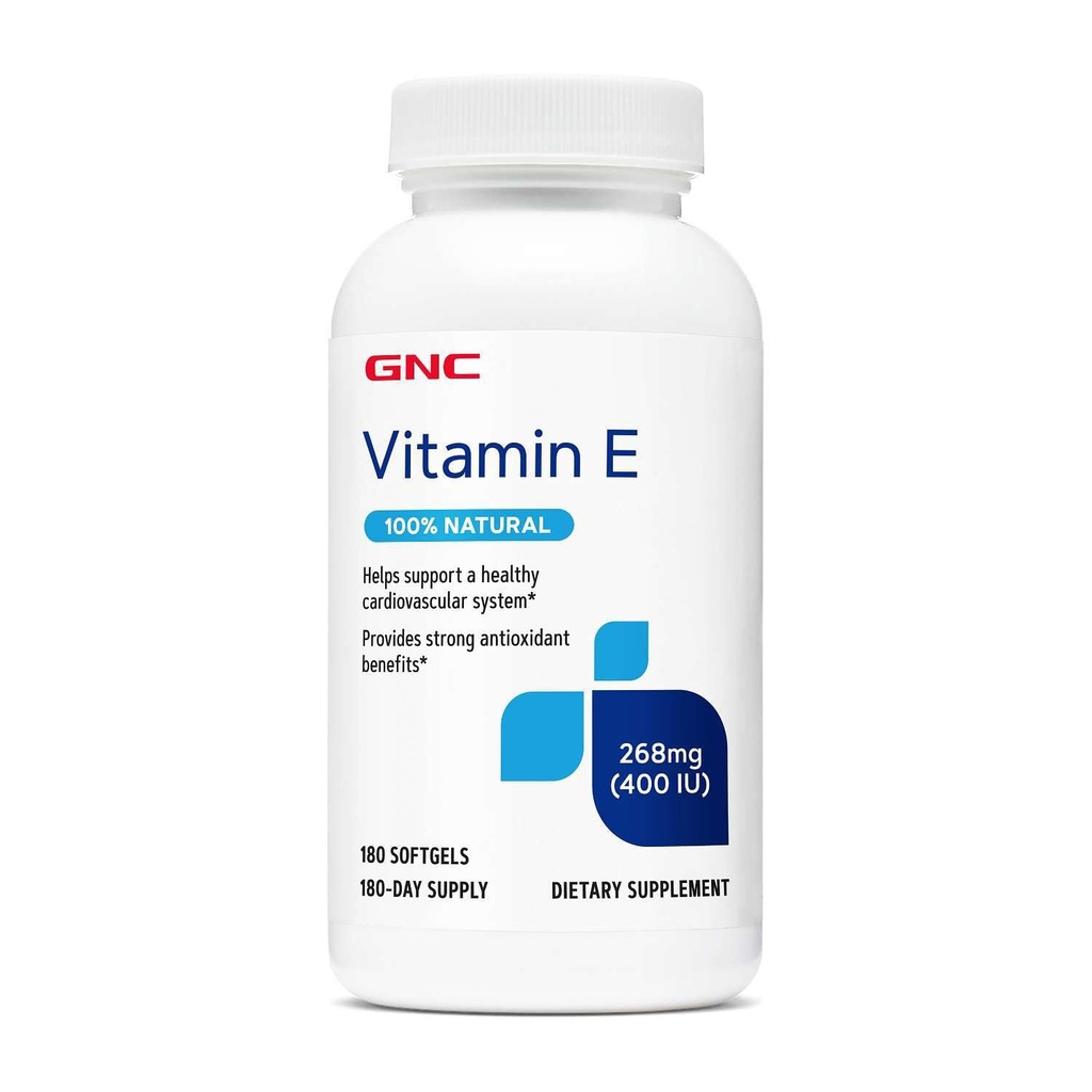 GNC Vitamini E 400IU, 180 Softgels, Sağlıklı Kartiovasküler Sisteme Destek