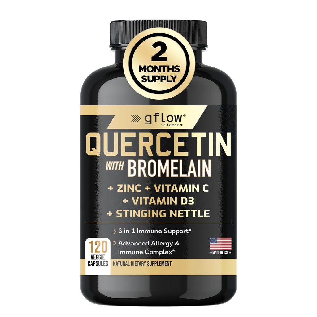 Bromelain ile Quercetin, Sting Nettle Supplement, çinko Vitamin C Vitamin D | Non-GMO, Gluten-Free | Made in USA | 2 Ay Supply
