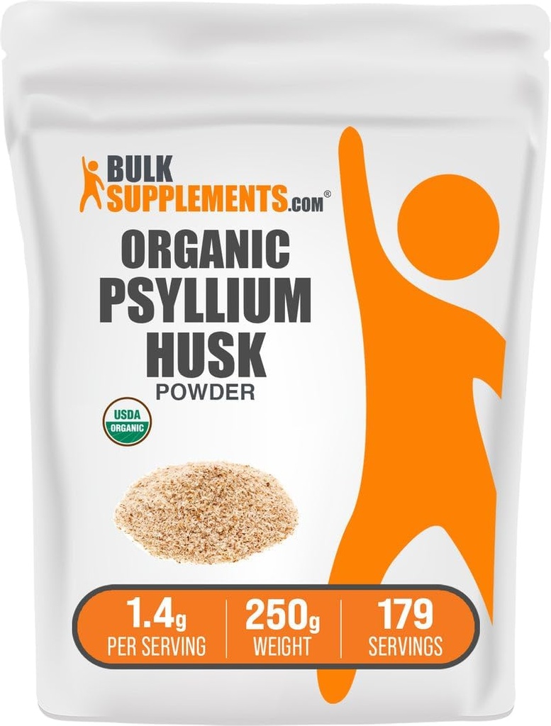 BulkSupplements.com Βιολογική Psyllium Husk σκόνη - Psyllium Husk σκόνη για ψήσιμο, Fiber συμπλήρωμα - Χωρίς γλουτένη, 1,4g ανά υπηρεσία, 250g (8,8 oz) (πακέτο του 1)
