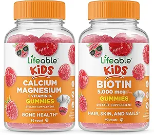 Lifeable Food Magnezyum Kids + Biotin Kids, Gummies Sche - Great Tasting, Vitamin Supplement, Gluten Free, GMO Free, Chewable Gummy Gummy