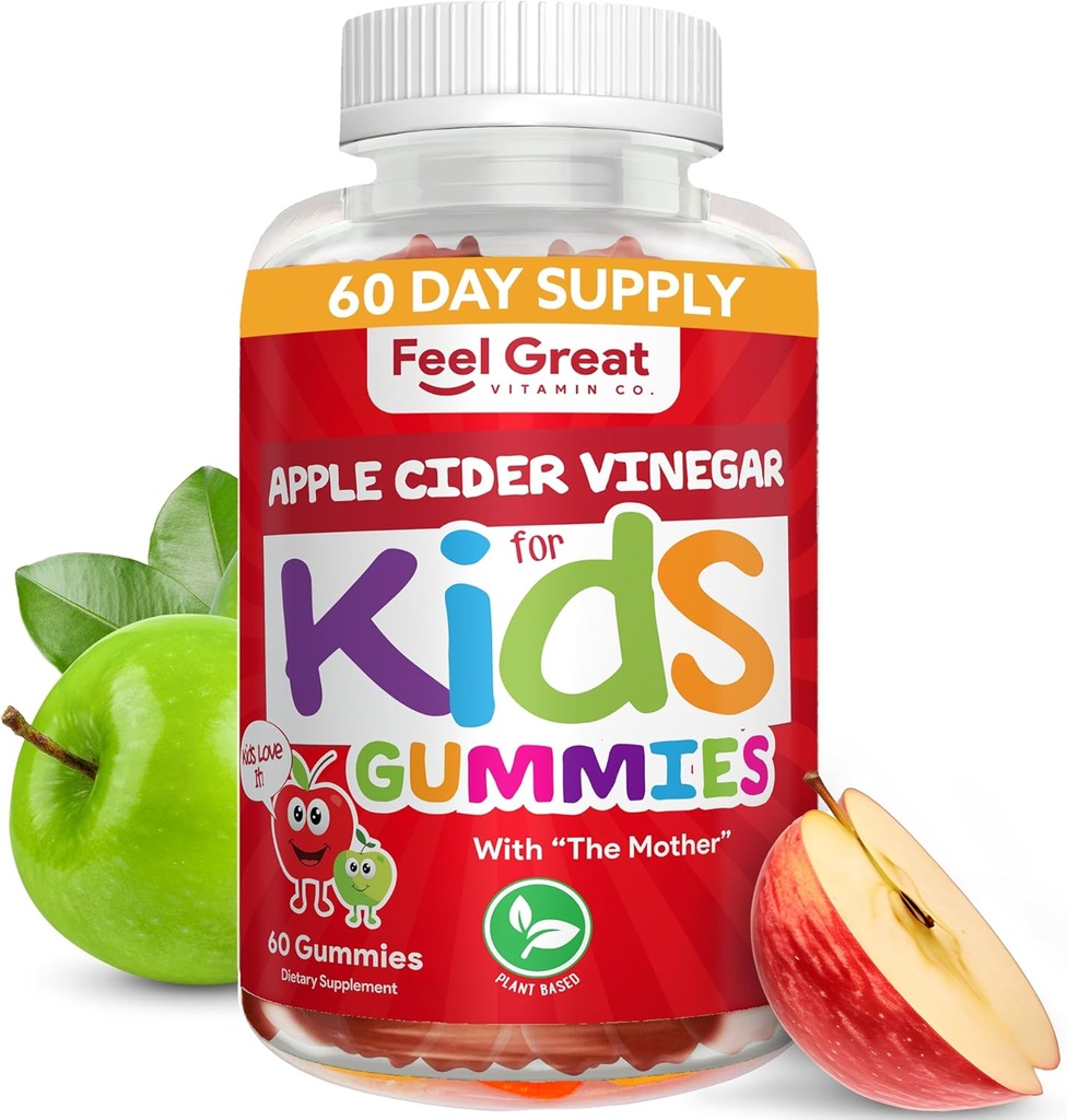 Çocuklar için Büyük Apple Cider Vinegar Gummies · Gut Health için Enzymes & Doğal Antioksitler | Vegan Gummy Supports Sağlıklı Nutrient Abhidrorps | 60 Day Supply