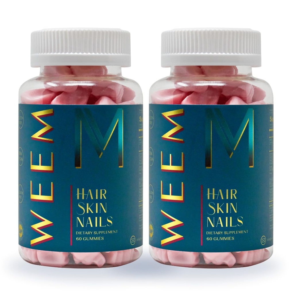 WEEM Hair Skin ve Nails Gummies - Sağlıklı Saçları Destekler - Kadınlar ve Erkekler için Vegan Biotin Vitaminleri Daha Hızlı Saç Büyümesi, Güçlü Çiçeği, Sağlıklı Cilt, Ekstra Güç (2)