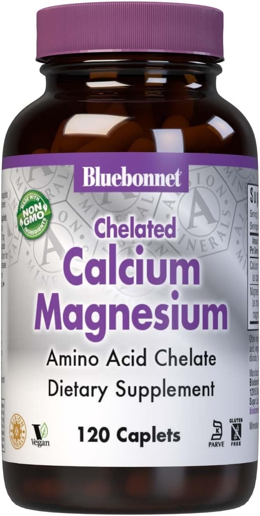BlueBonnet Albion Chelated Food Magnezyum Caplets, 120 Kont