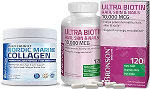 Bronson Marine Collagen Hydro Hydrolyzed Protein Toz + Ultra Biotin 10.000 Mcg Hair Skin ve Nails Supplement