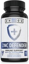 Zhou Zinc Defender - Συμπληρώματα ψευδαργύρου για άνδρες και γυναίκες, 30mg ανά υπηρεσία για την ανοσοποιητική υγεία και την ορυκτή υποστήριξη, Pure Vegan Formula - 60 κάψουλες