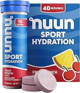 Nuun Sport Electrolyte Tabletleri, Magnezyum, Pyum, Chloride & sodyum, Gluten Free & Vegan, Meyveli, 4 Pack (40 Toplamı)