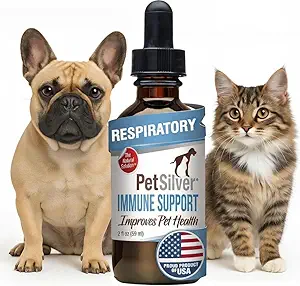PetSilver Immune Support - Προάγει την αναπνευστική υγεία σε γάτες & σκύλους, Sinus & Kennel Cough treatment, Φυσικό αντιβιοτικό, Αλλεργική ανακούφιση, Χηλική Silver Formula, Easy-to-Use Σταγονομετρητής, ΗΠΑ - 2 fl oz
