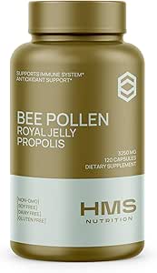 Premium Arı Pollen Daily Diyeter Supplement - Propolis & Royal Jelly - 3250 mg Non-GMO, 120 Vegetarian Capsules - 30 Day Supply