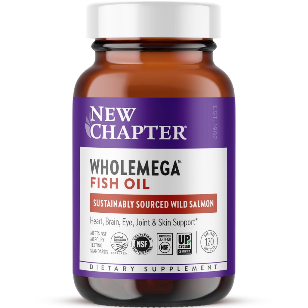 Yeni Bölüm Wholemega Fish Oil Supplement - 2000mg per Service, Klinik olarak Proven Wild Alaskan Salmon Oil with Omega-3 + Vitamin D3 + Astaxanthin, 120 Softgels