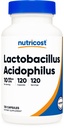 Nutricost Lactobacillus Acidophilus 10 δισεκατομμύρια CFU, 120 κάψουλες χορτοφάγων