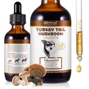 Turkey Tail Mushroom for Dogs, Natural Turkey Tail for Dogs Mushroom Supplement Support Immune & Digestive Health, Pet Liquid 5X Mushrooms with Turmeric & Probiotic - Vegan, Alcohol-Free, 60ml
