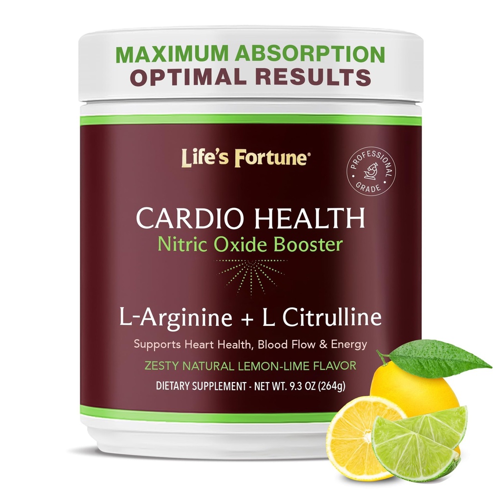 Life's Fortune L Arginine L Citrulline Supplement Toz - Yüksek Potency Nitrik Çimento Kombi Doğal Limon Kirvor - Cardio Health, Blood Pressure and Vascular Support - 258g