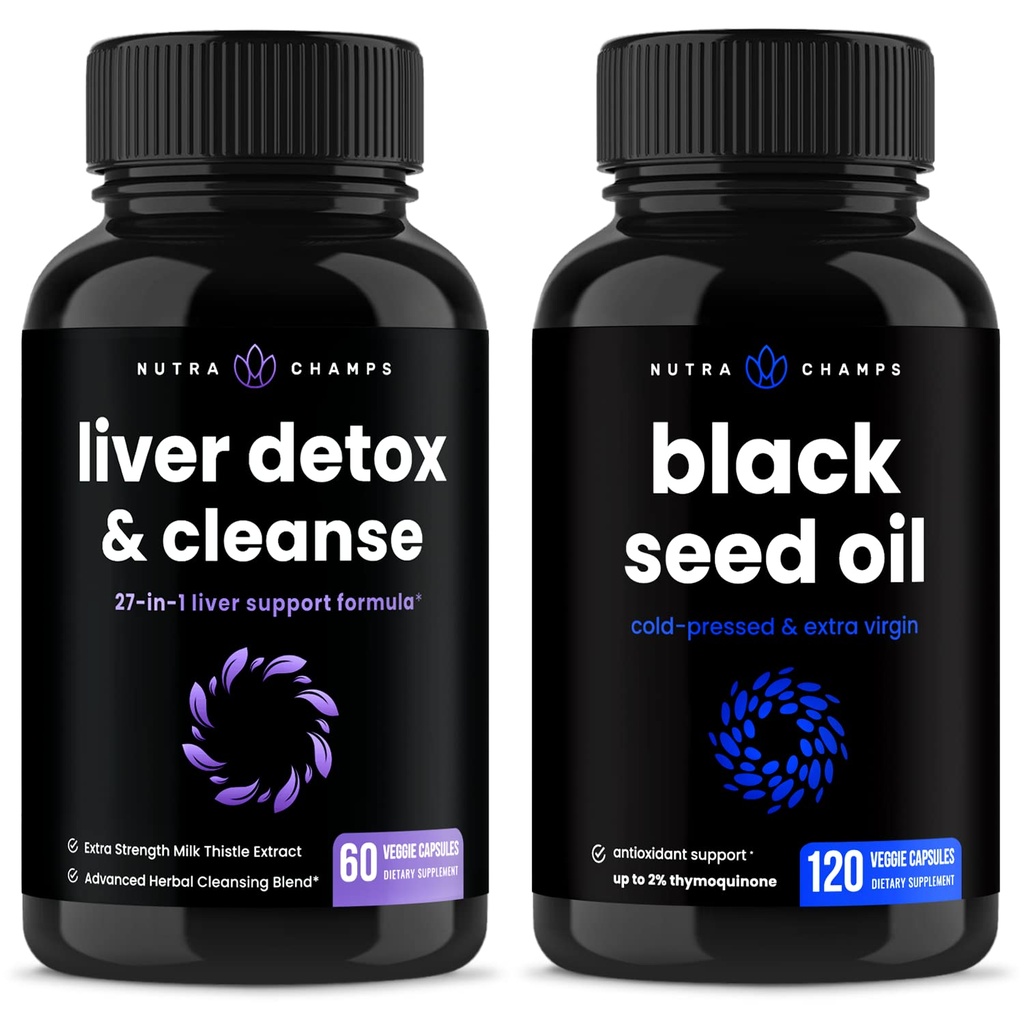 NutraChamps Liver Cleanse Detox και μαύρο λάδι κάψουλες σπόρων