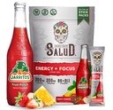 Salud x Jarritos 2-in-1 Energy Drink Powder + Focus, Fruit Punch, Organic Caffeine, B6 + B12, Theanine, Clean Energy Drink Packets, Agua Fresca Mix, Non-GMO, Gluten Free, 1g of Sugar, (15 Servings)