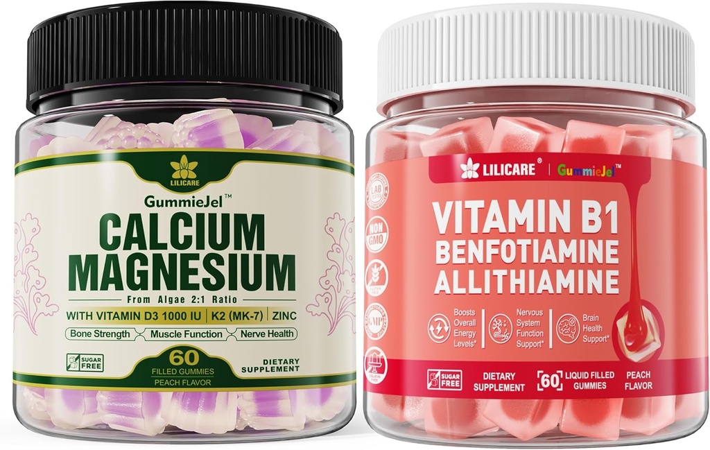 Συμπληρώματα ασβεστίου με βάση το φυτό + Gummies βιταμίνης B1