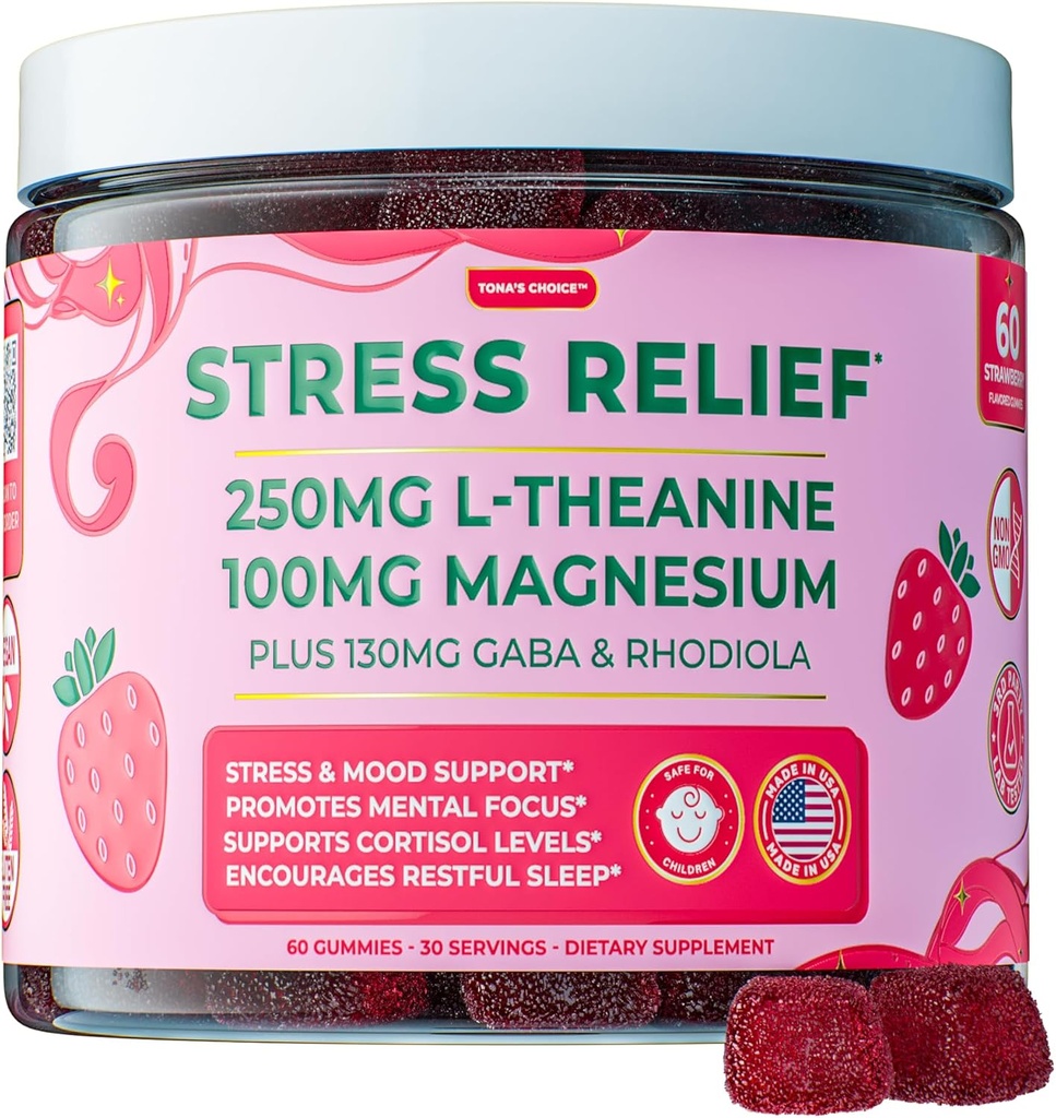 Kadınlar ve Çocuklar için Stresli Yardım Tamamı | L Theanine GABA Supplements with Rhodiola Rosea for Stres | Magnezyum Citrate Gummies for Kids | Cortisol Supplements for Women | Kava Alternatifleri